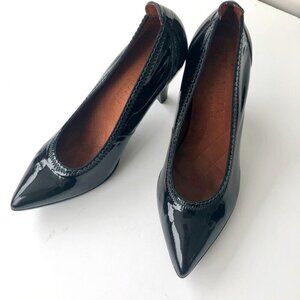HISPANITAS black patent leather pump shoes, 3.5" sturdy high heels  EU 39 US 8.5